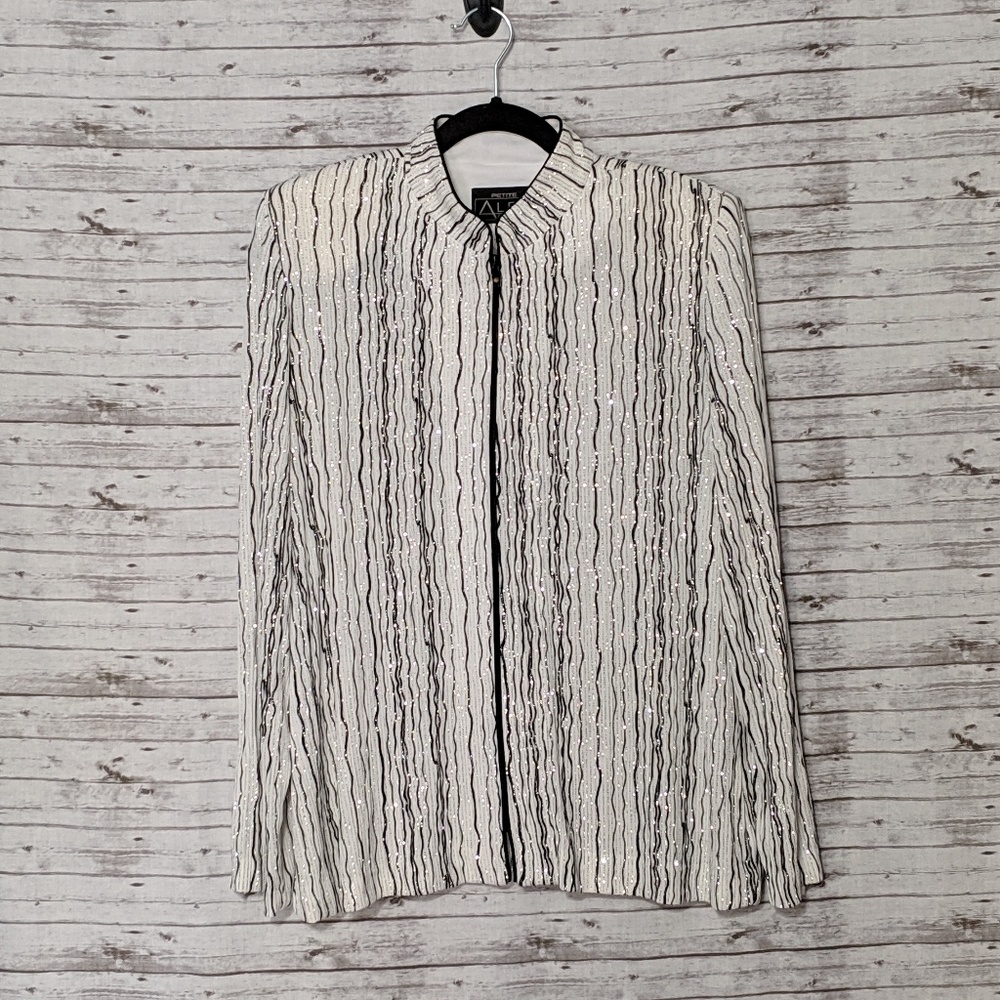 Petite Alex Evenings SZ:XLP white & black glittery